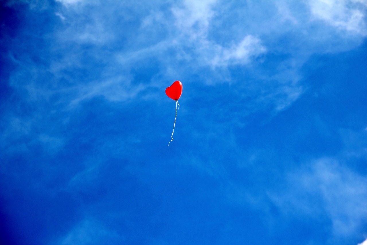 heart, balloon, sky