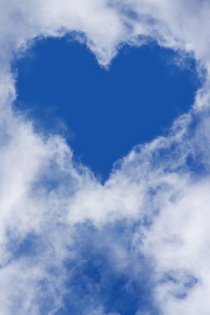 heart, clouds, sky