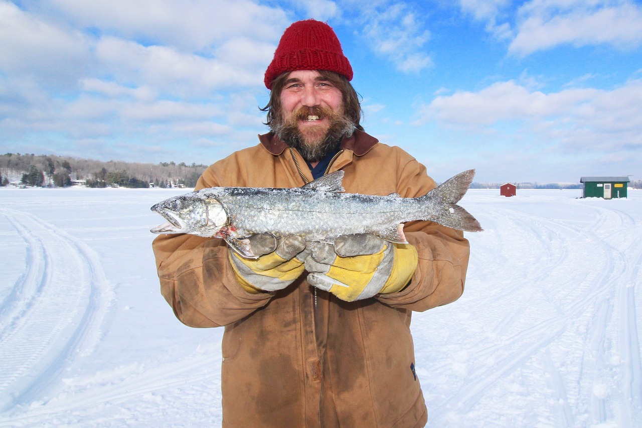 ice fishing, canada, trout