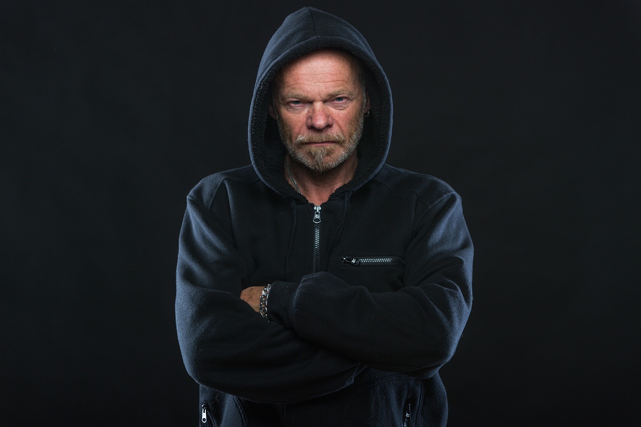 angry, man, hoodie