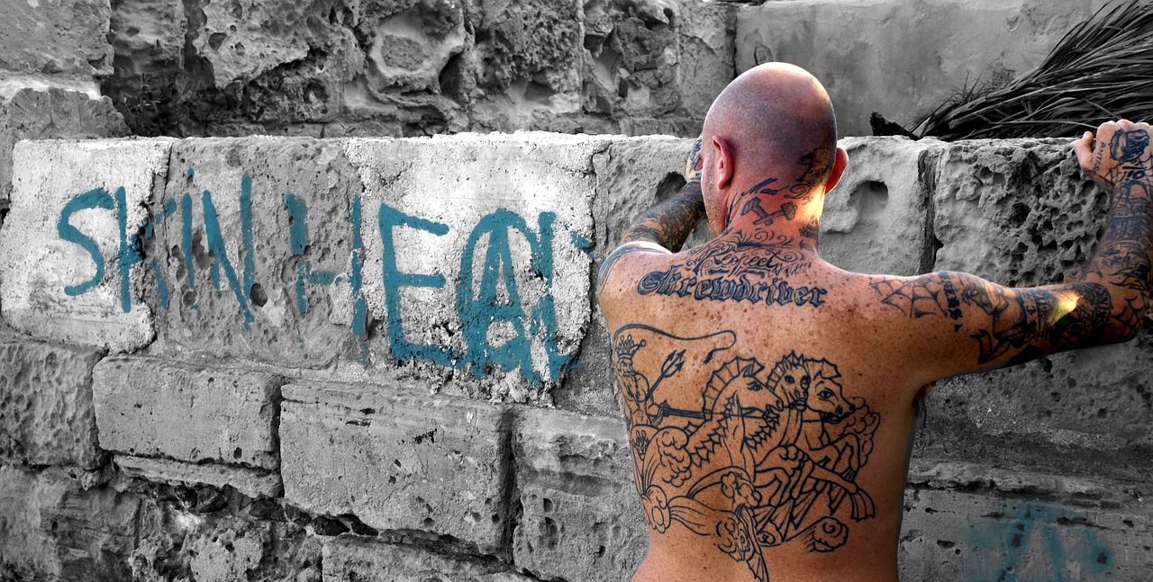 skinhead, graffiti, tattoo