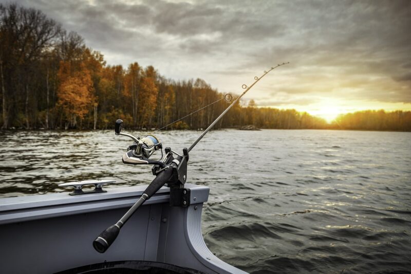 fishing boat, fishing rod, fishing