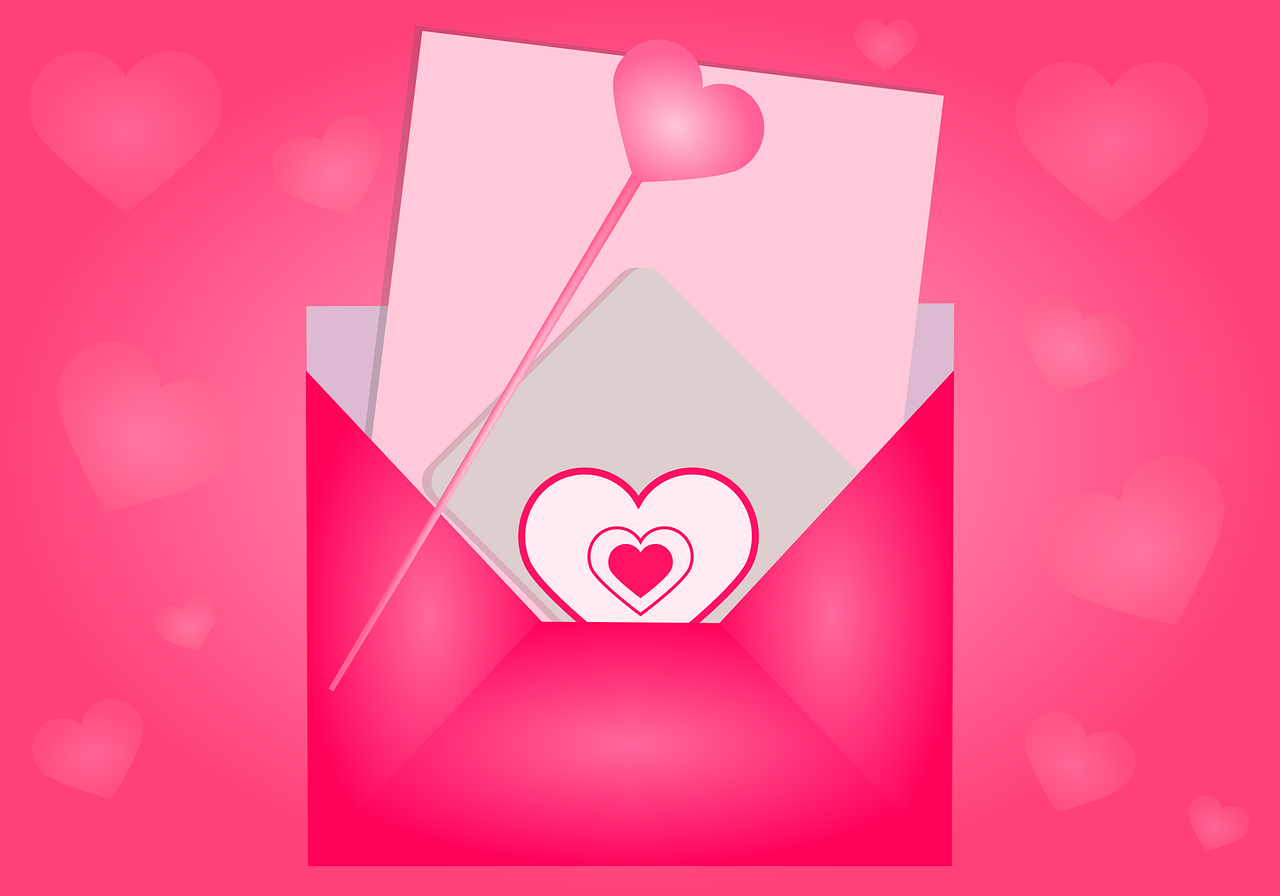 love letter, valentine card, hearts