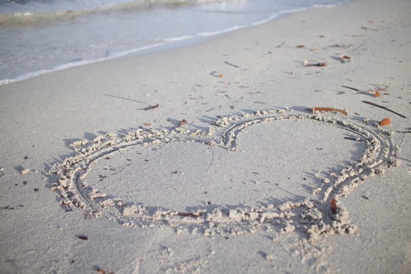 heart, sand, beach