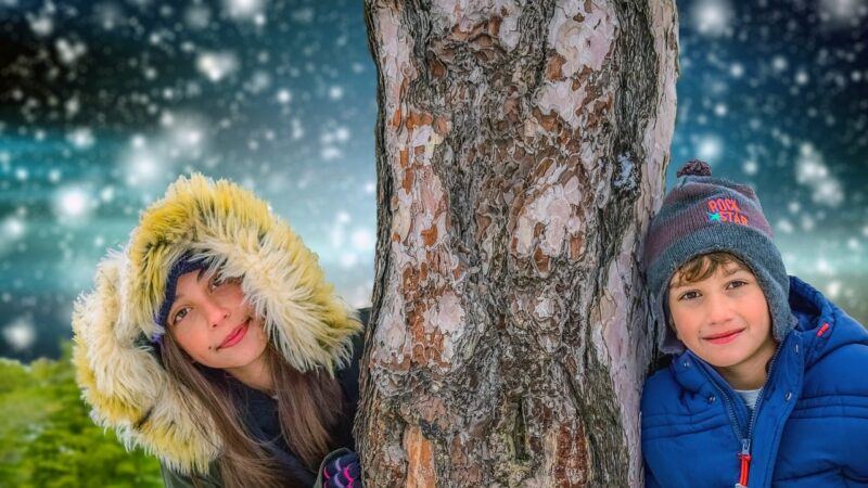 kids, snow, boy and girl