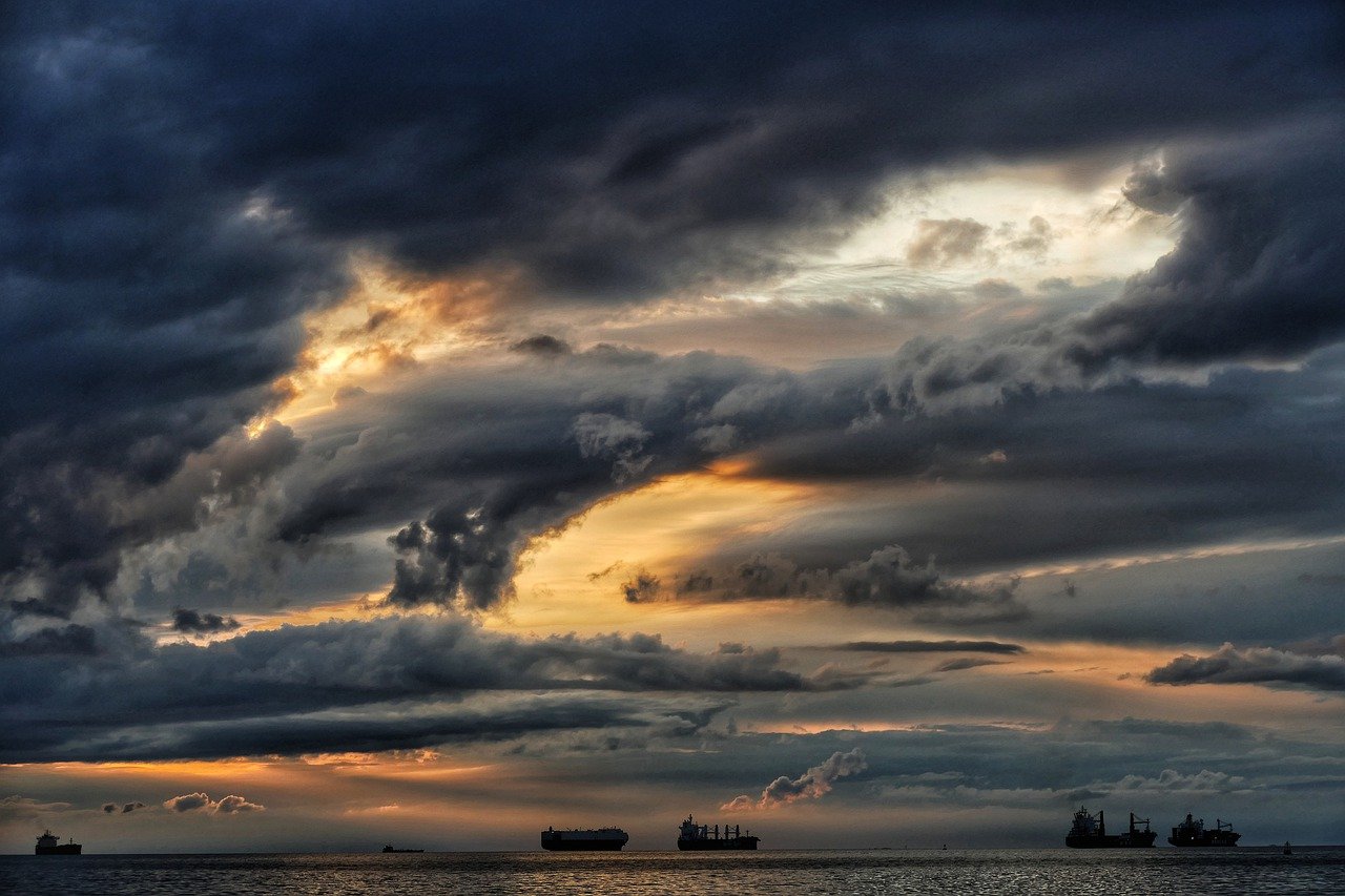 sky, clouds, ships