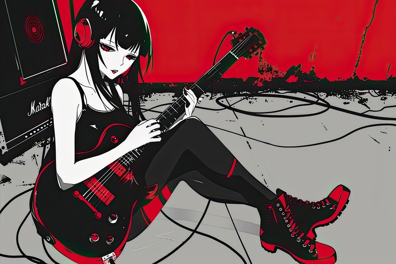 goth, girl, guitar