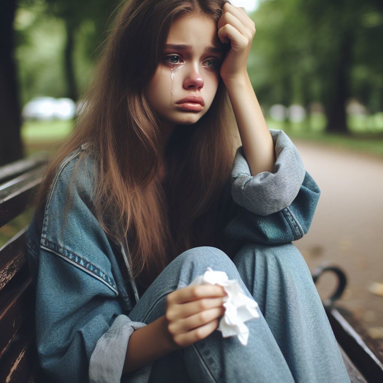 girl, crying, sadness