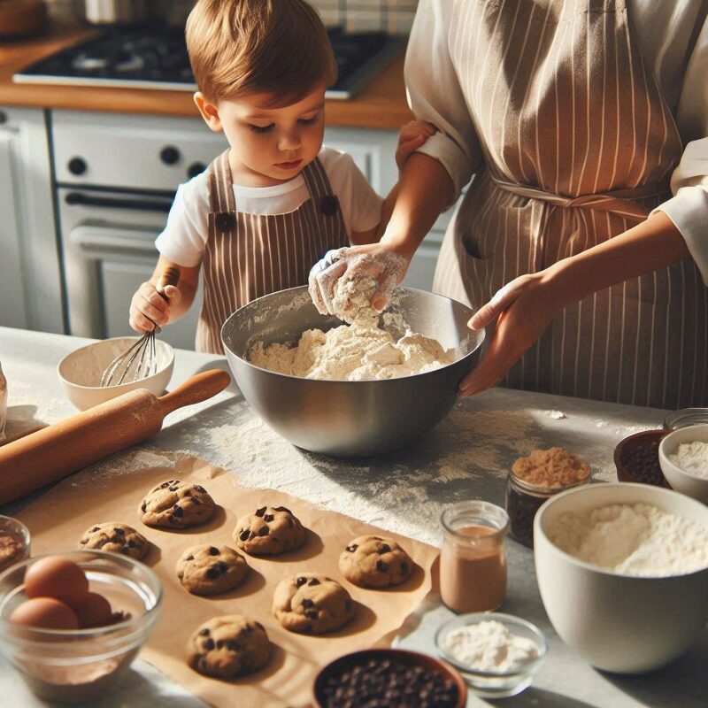 ai generated, mother and child, baking