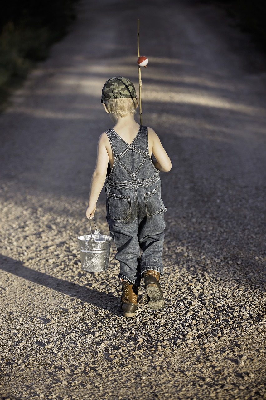 boy, child, fishing rod