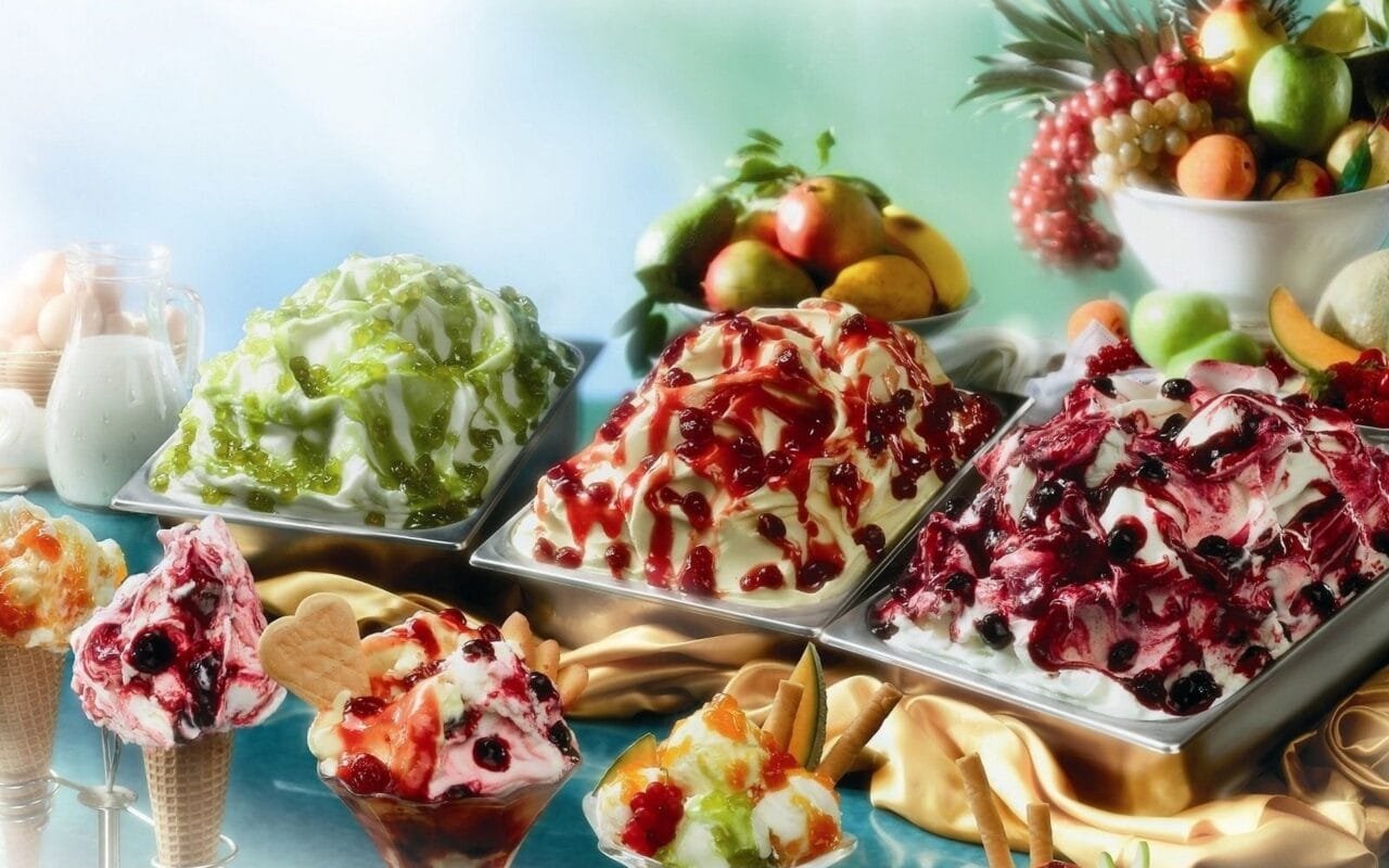 Food Cakes And Sweet Sorbet