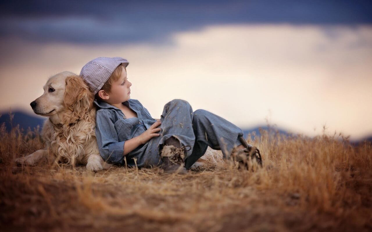 Wonderful cute kid with dog superb Straipsniai.lt