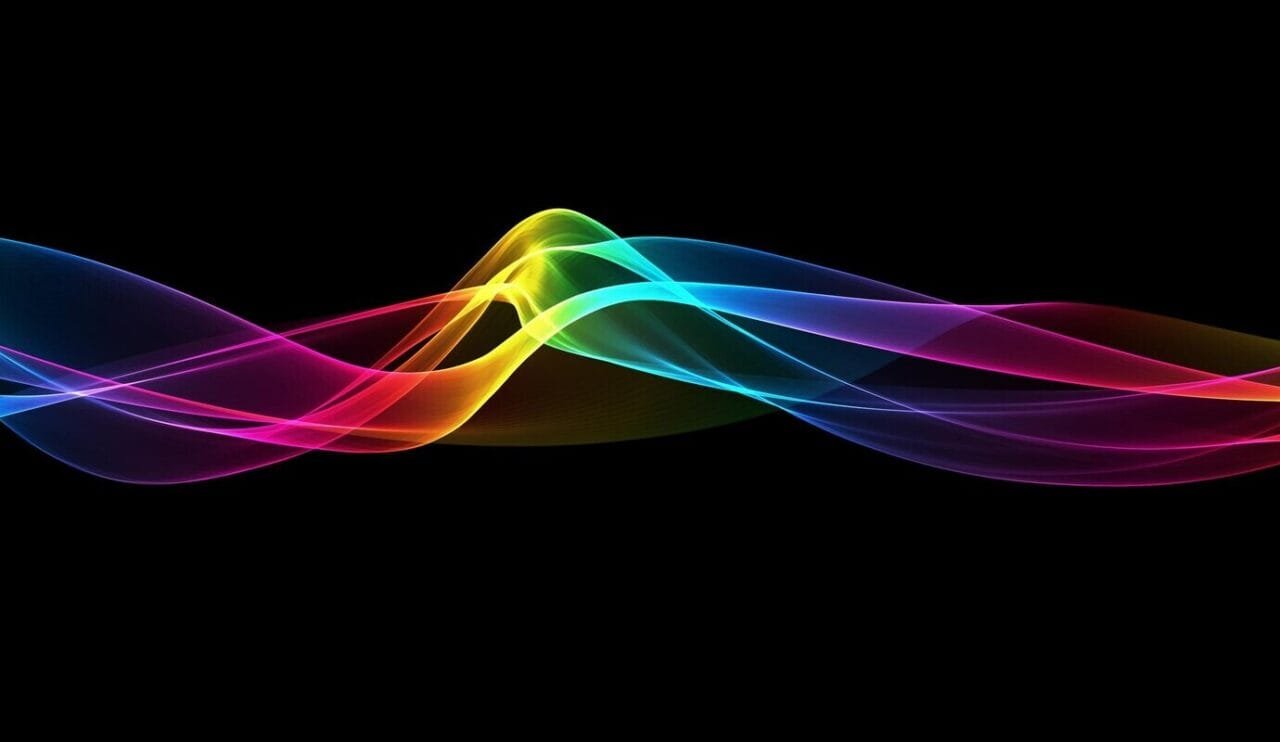 Abstract Background With Rainbow Coloured Flowing Waves 1048