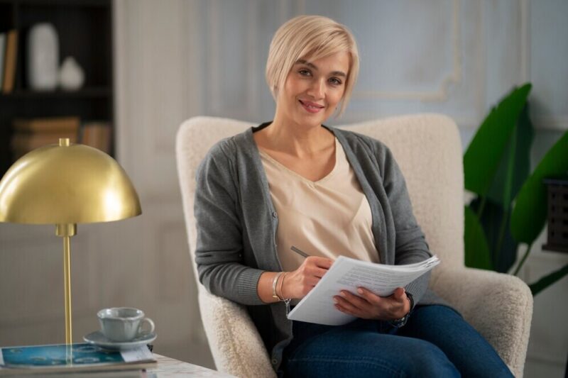 front-view-woman-writing-notebook_23-2149927560