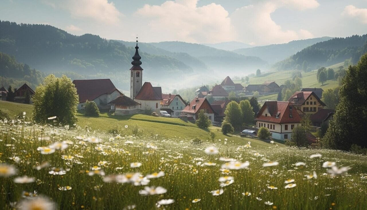 Idyllic Chapel Bavarian Meadow Surrounded By Mountains Generated By Ai 188544
