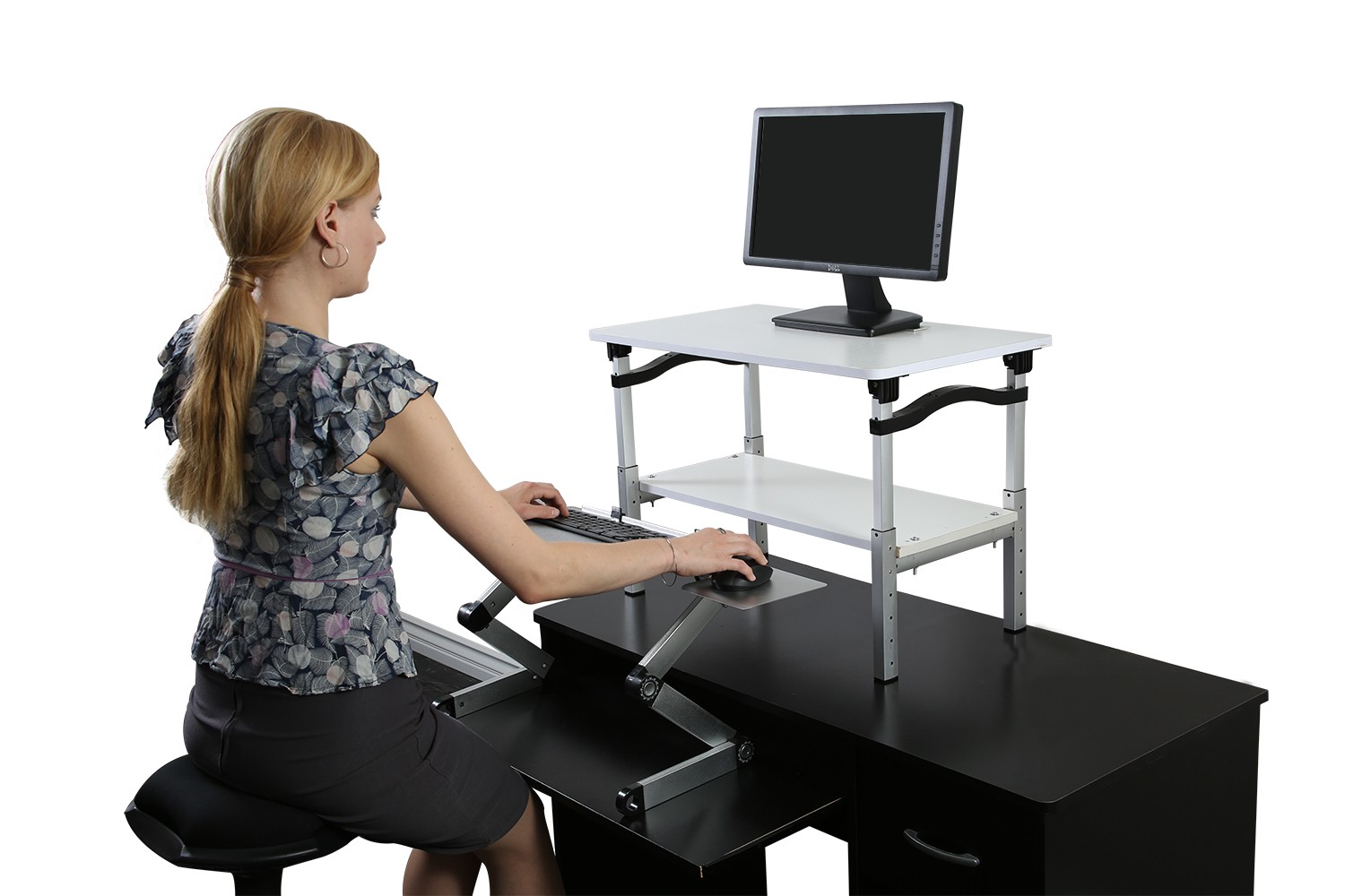 lift adjuistable height monitor stand with wobble stool Straipsniai.lt