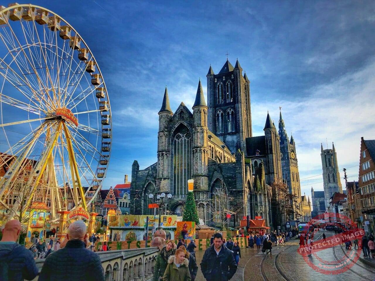 people walking near ferries wheel