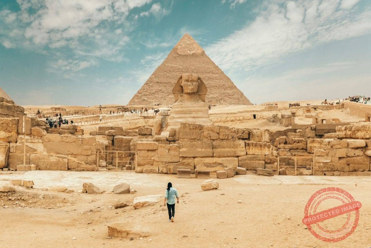person walking near The Great Sphinx