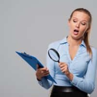 shocked-woman-looking-office-documents-with-magnifier_329181-1446