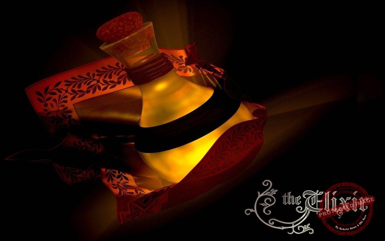 The Elixir Red Black Light Bottle Glass Mistery