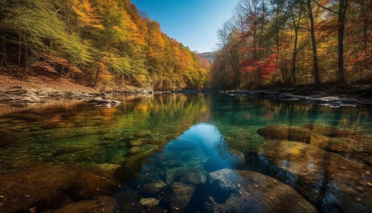 Tranquil Scene Autumn Mountain Ravine Colors Generated By Ai 24640