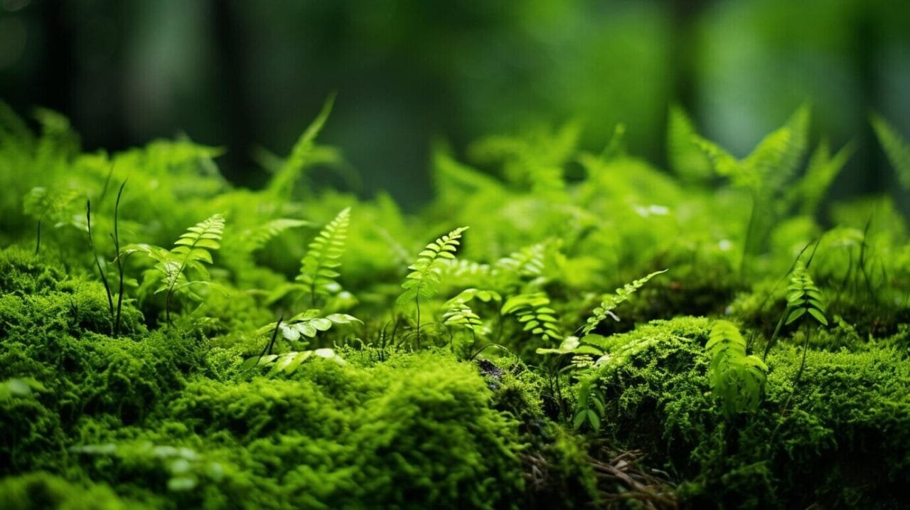 Vibrant Carpet Moss Ferns Covering Jungle Ground Lush 1268