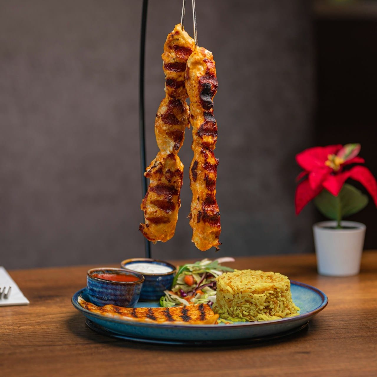 a plate of food that is sitting on a table